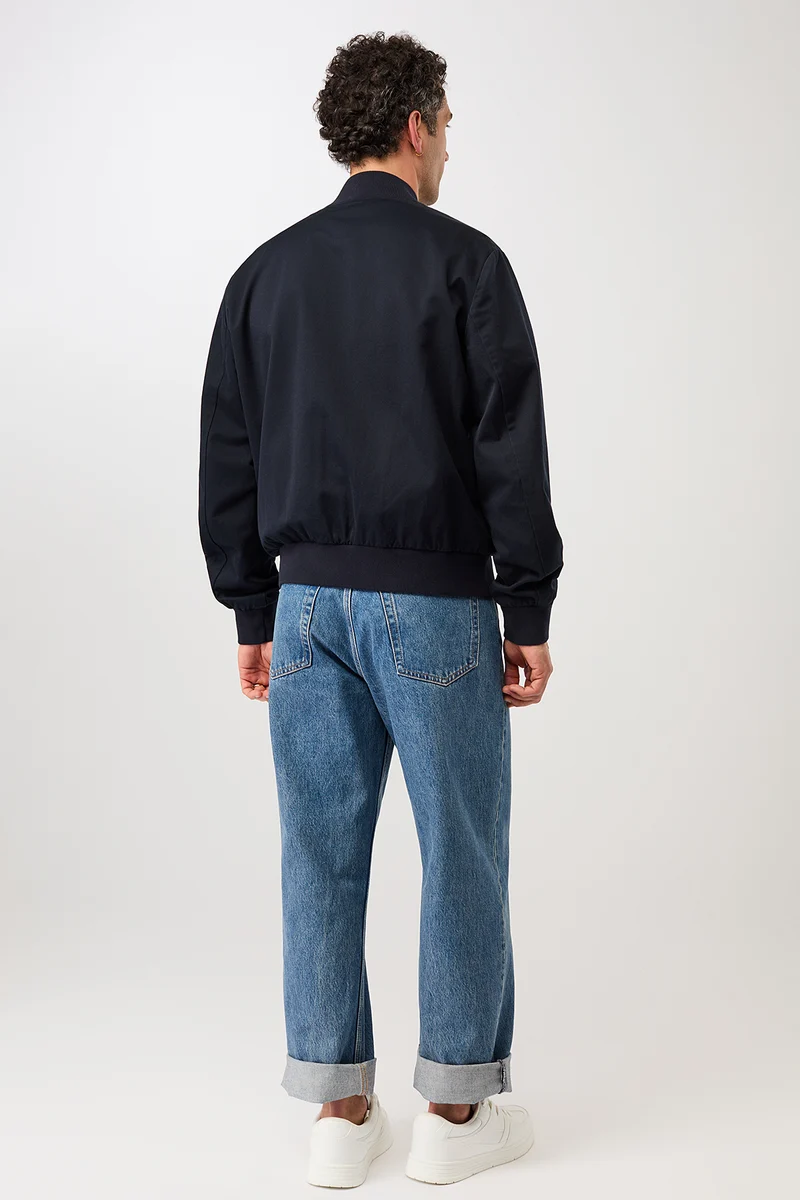 Bomberjacke mit Rippenbund aus Bio-Baumwolle (Navy)