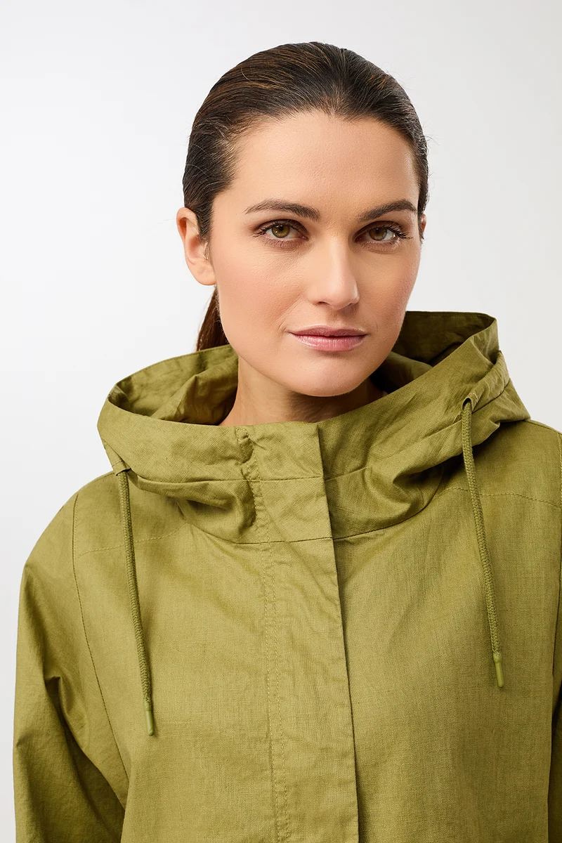 Outdoorjacke aus beschichtetem Leinen (Green Olive)