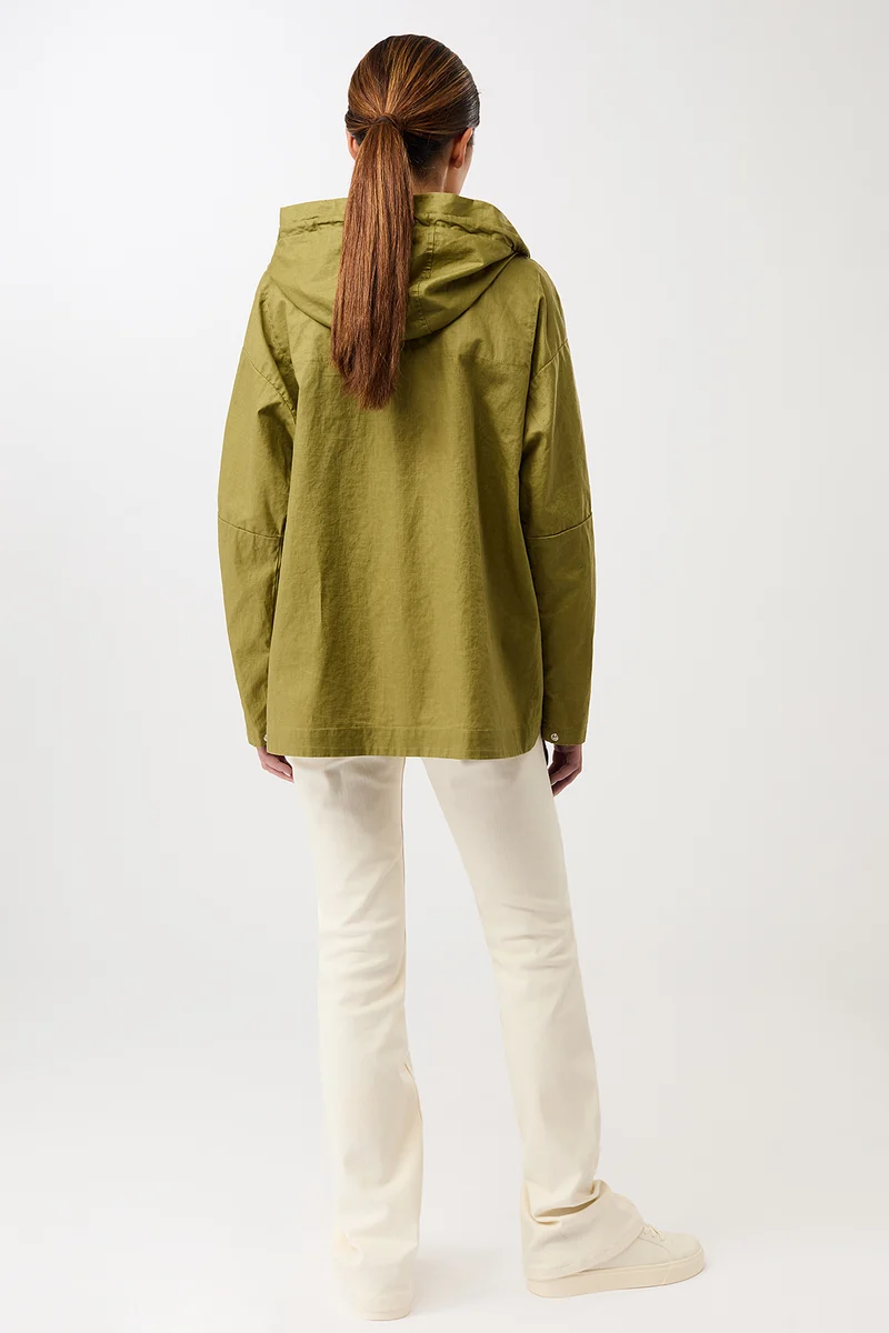 Outdoorjacke aus beschichtetem Leinen (Green Olive)