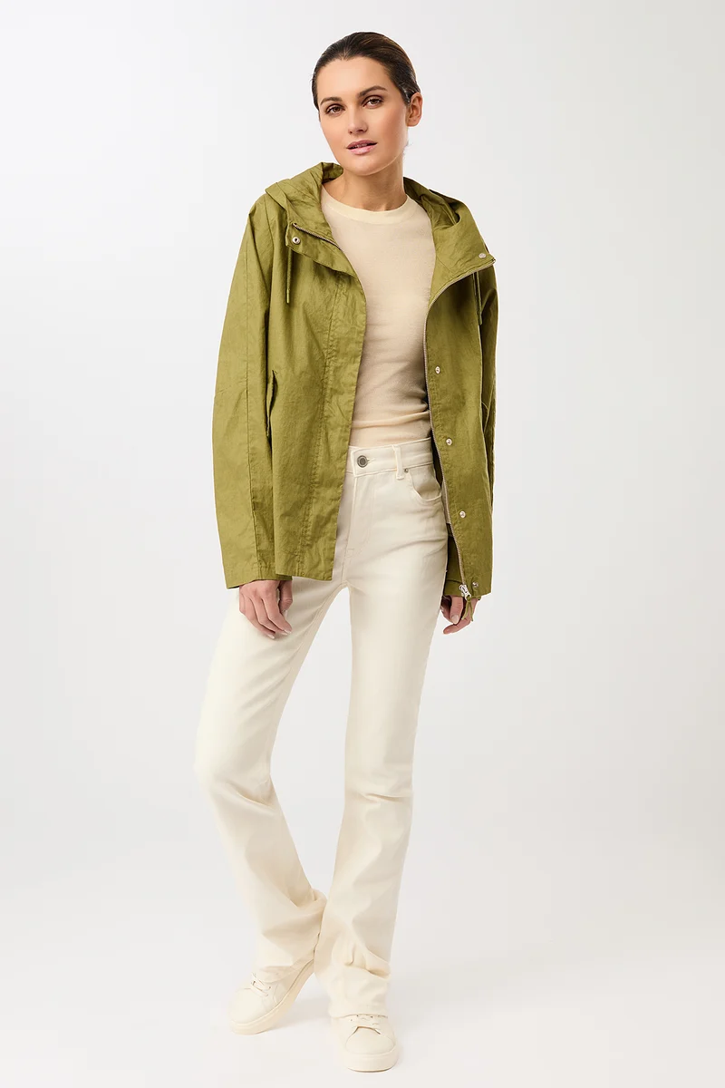 Outdoorjacke aus beschichtetem Leinen (Green Olive)