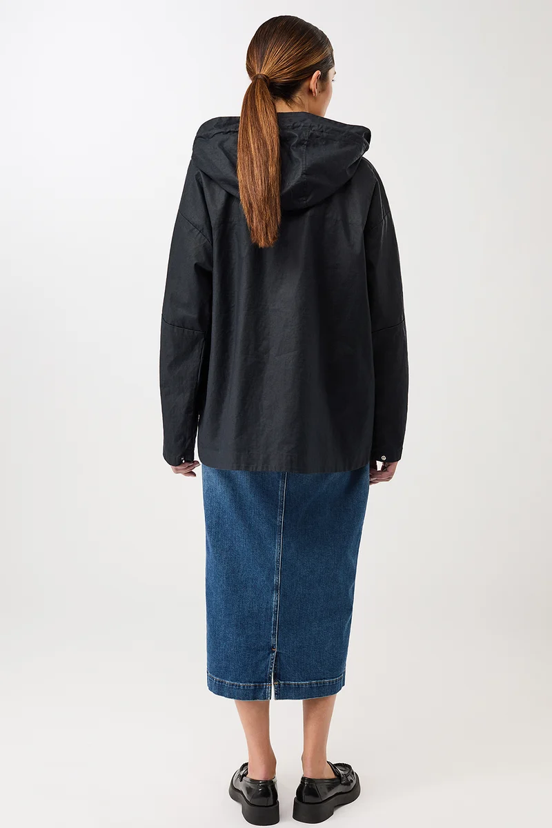 Outdoorjacke aus beschichtetem Leinen (Navy)