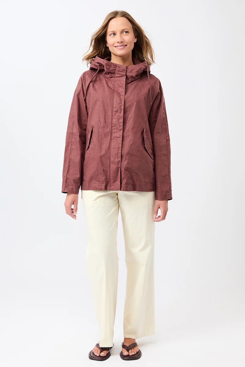 Outdoorjacke aus beschichtetem Leinen (Rubywood)