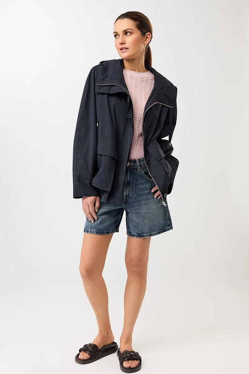 Modische Kapuzenjacke mit großen Taschen (Navy)