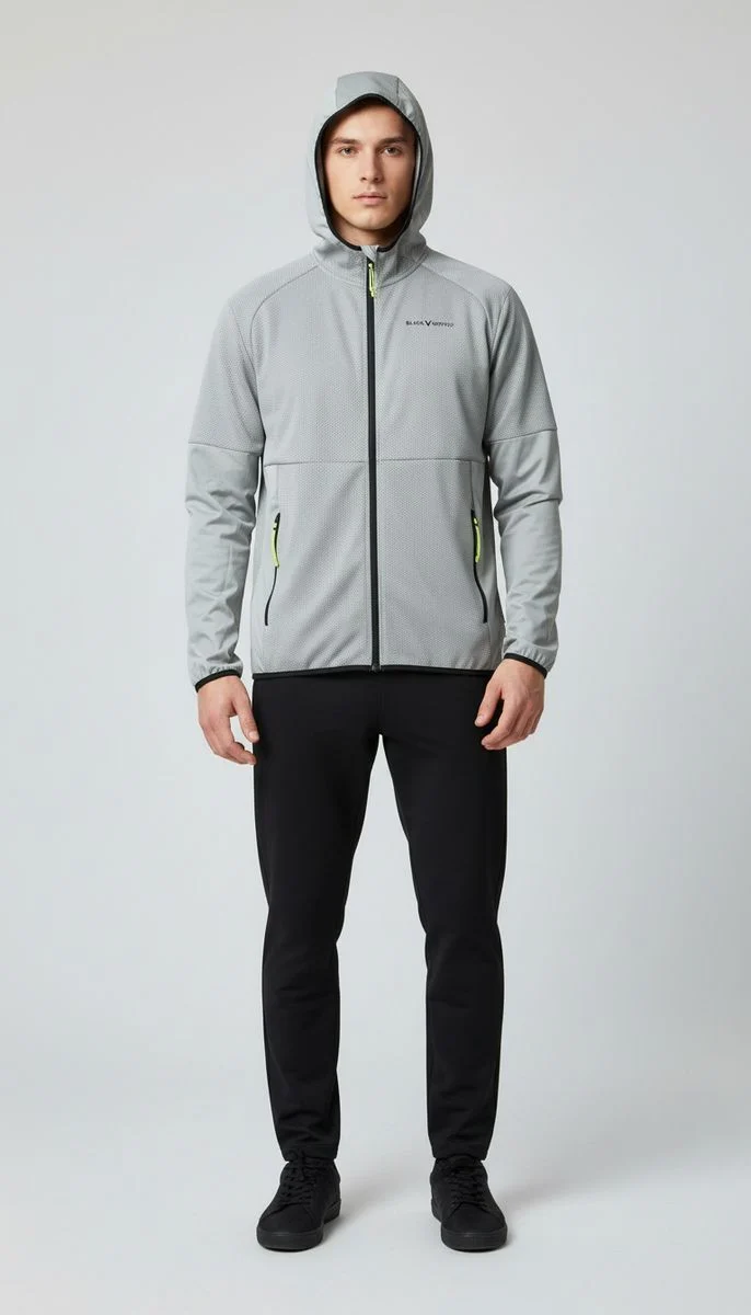 Black Crevice Herren Midlayerjacke aus Waffelfleece