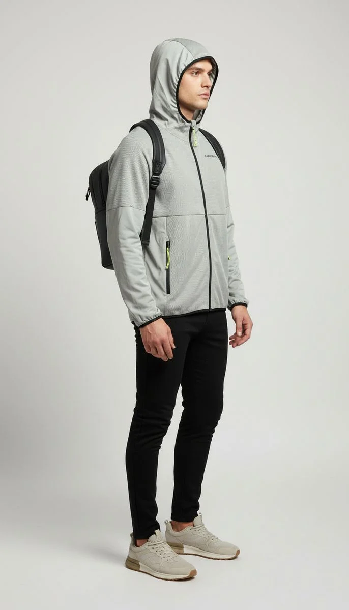 Black Crevice Herren Midlayerjacke aus Waffelfleece
