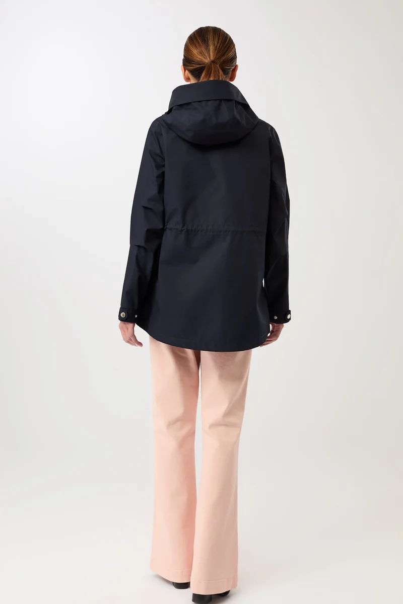 Kurzer Regenparka aus Bio-Baumwolle (Navy)