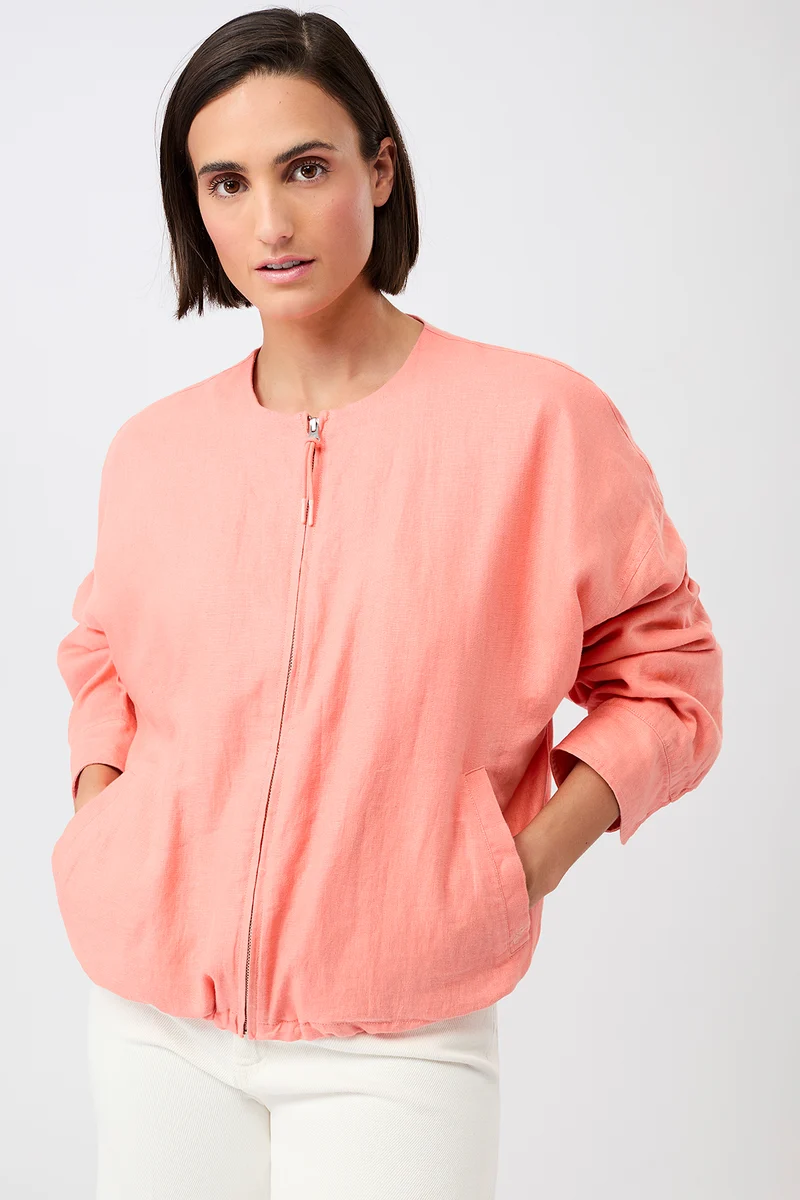 Rundhals Bomberjacke mit Leistentasche (Frangipani)