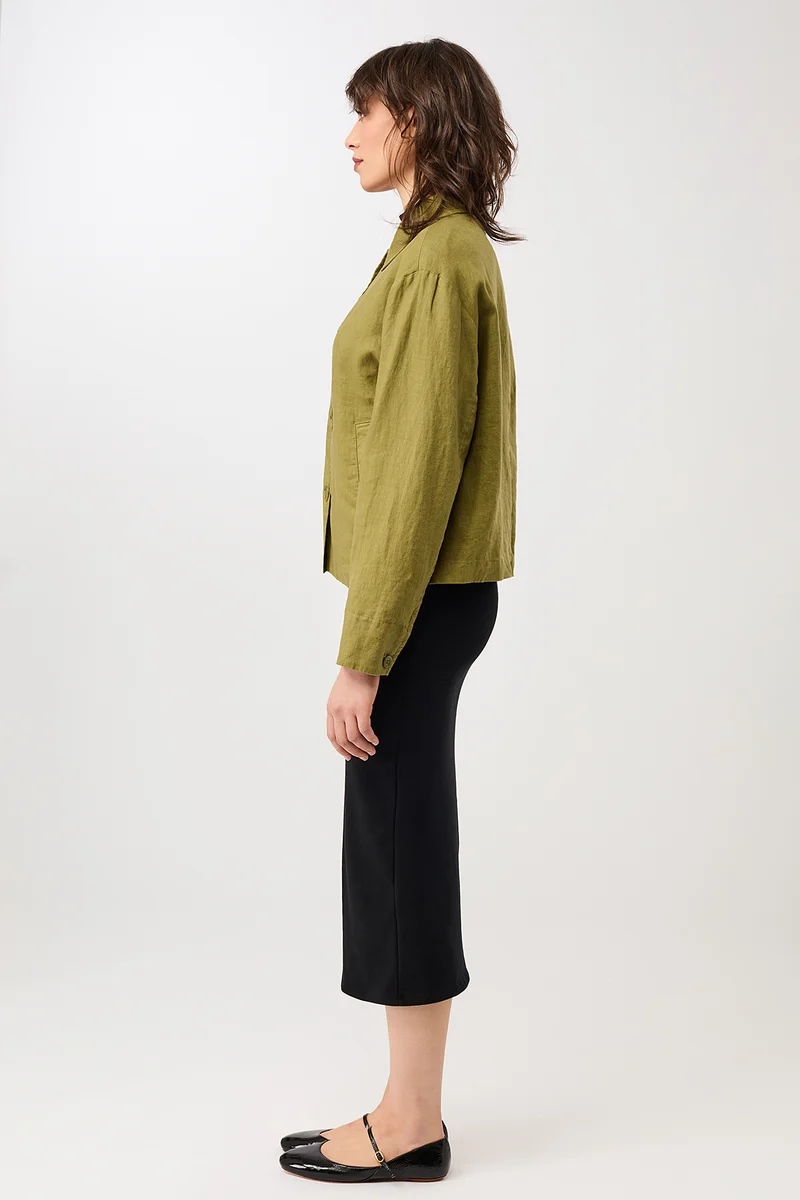 Schlichte Jacke aus Leinen (Green Olive)