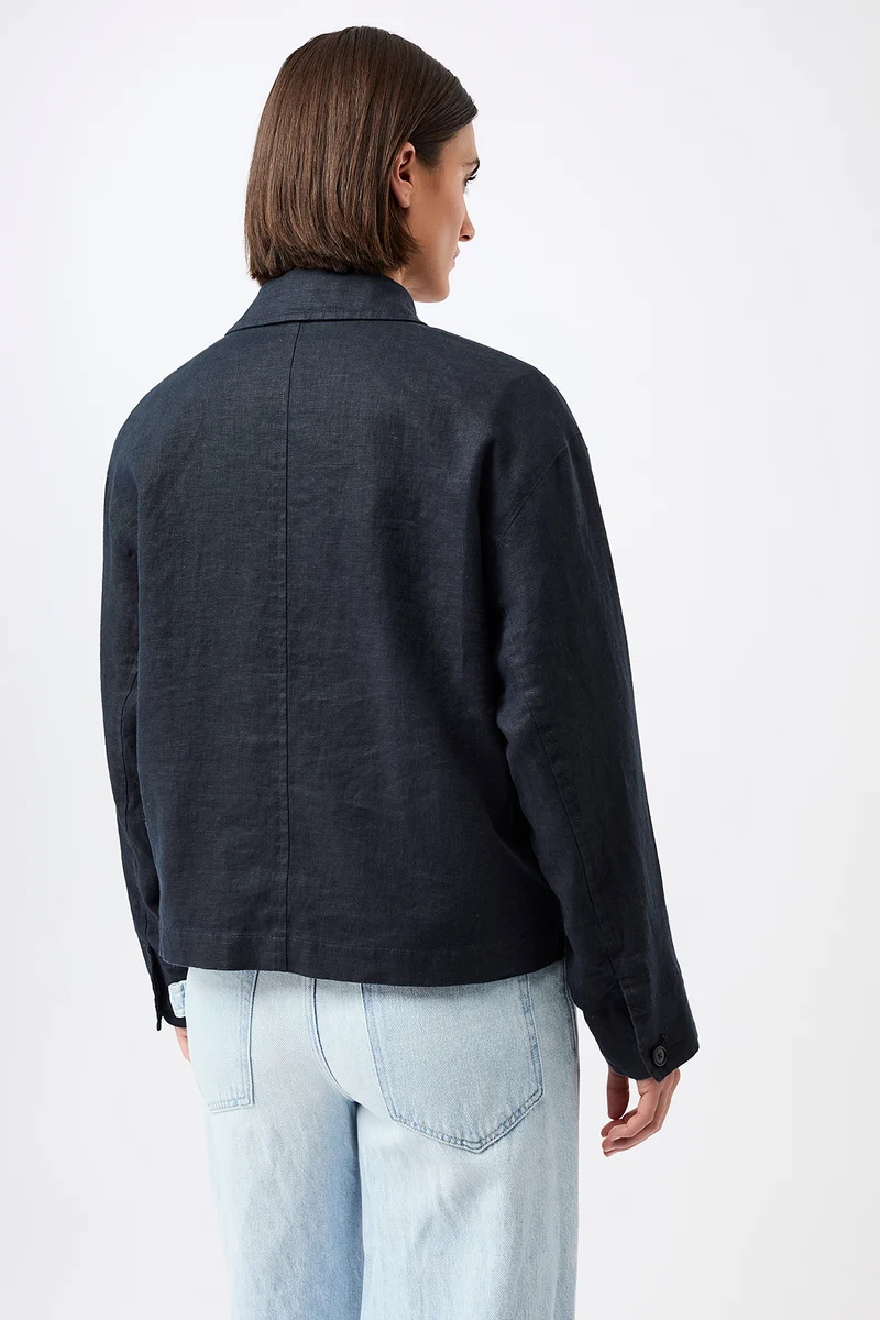 Schlichte Jacke aus Leinen (Navy)