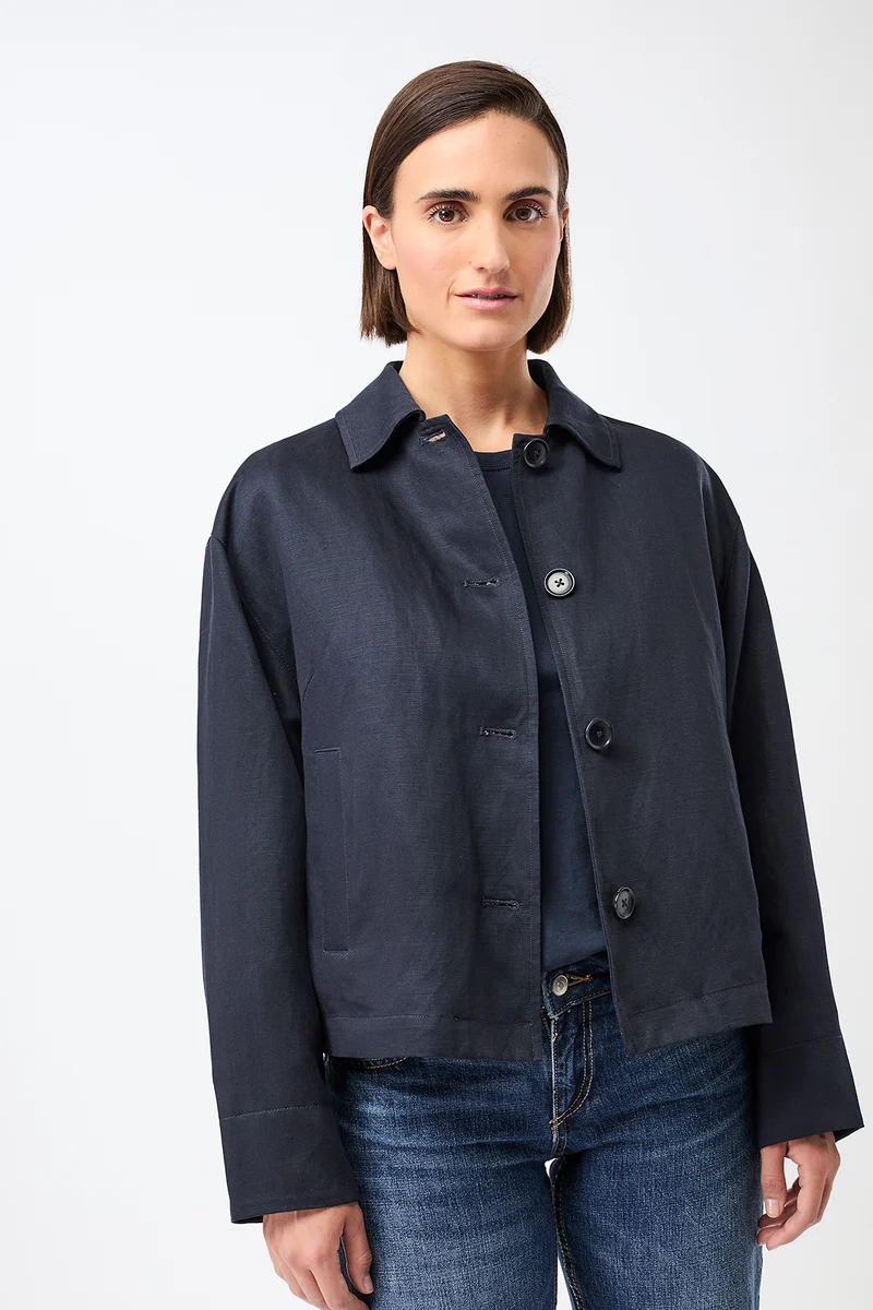 Kurze Jacke aus Tencel® (Navy)