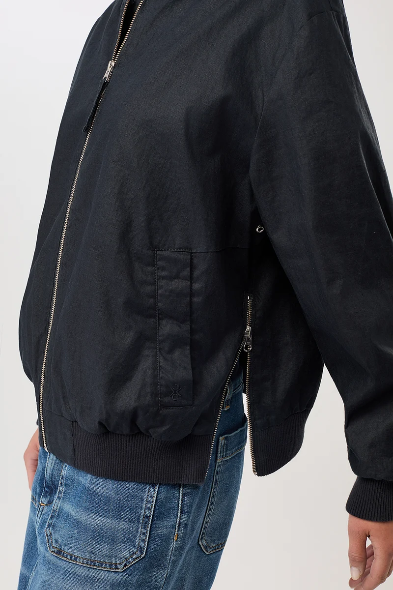 Bomberjacke mit seitlichen Reißverschlüssen (Navy)