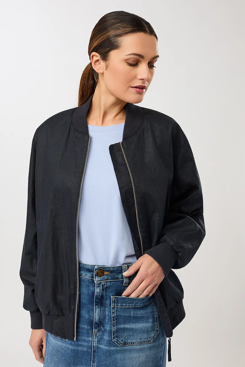 Bomberjacke mit seitlichen Reißverschlüssen (Navy)