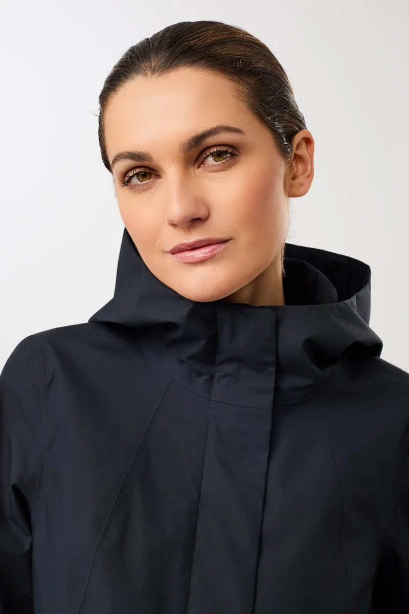 Schmaler Regenparka mit verdecktem Reissverschluß (Navy)