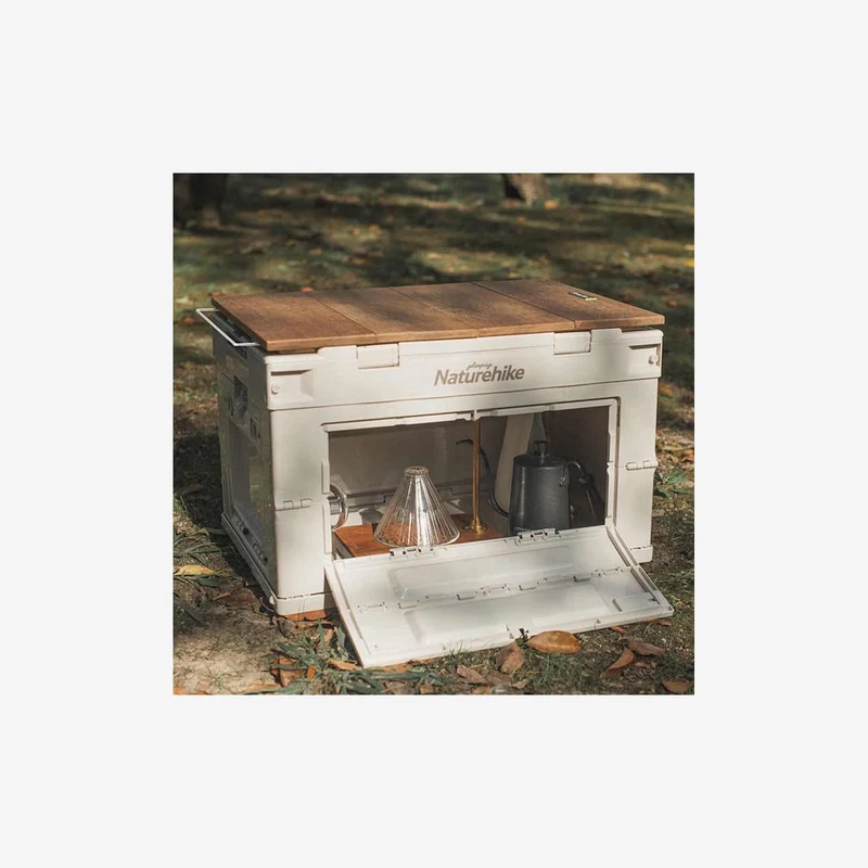 50L Folding Storage Box Wood Top