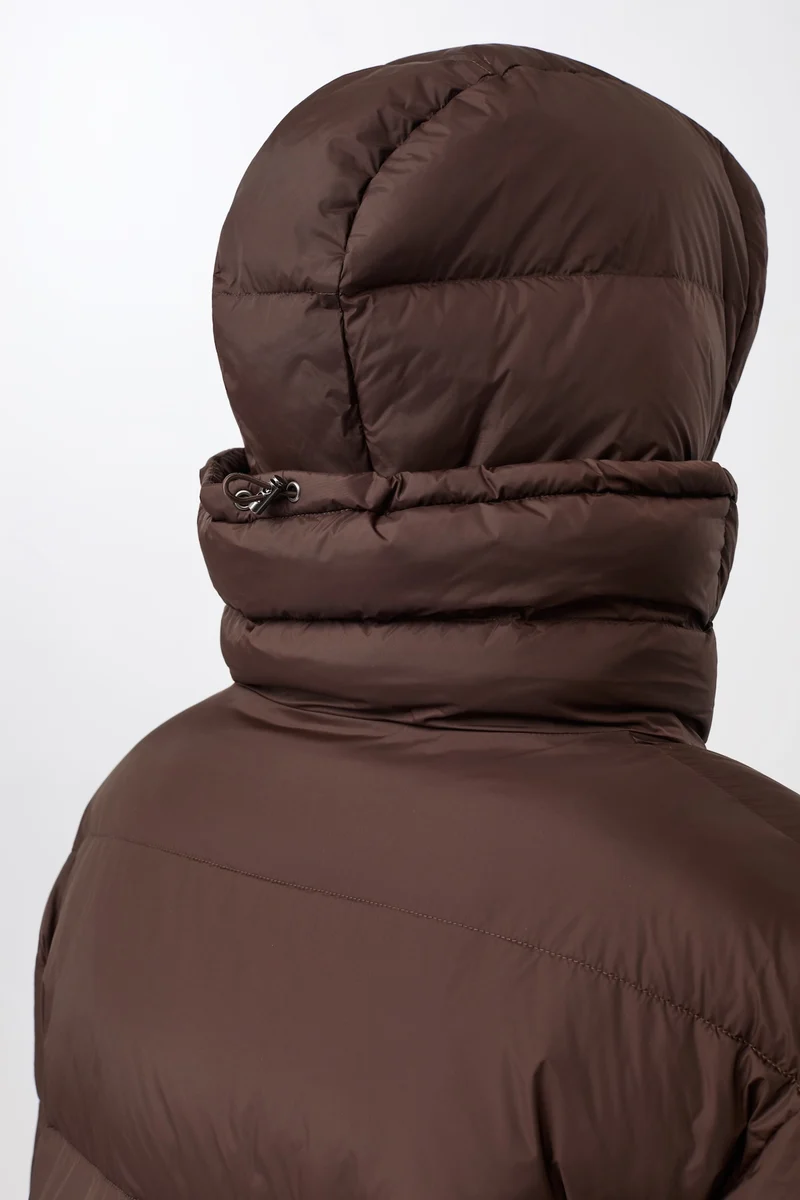 Steppjacke mit Kragen und abnehmbarer Kapuze (Coffee)