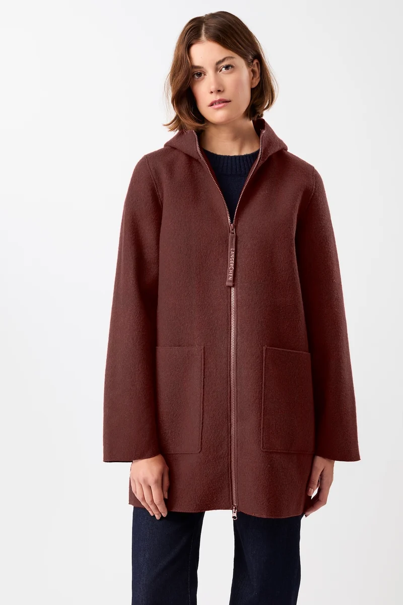 Kapuzenjacke aus Walk mit Membran (Burgundy)