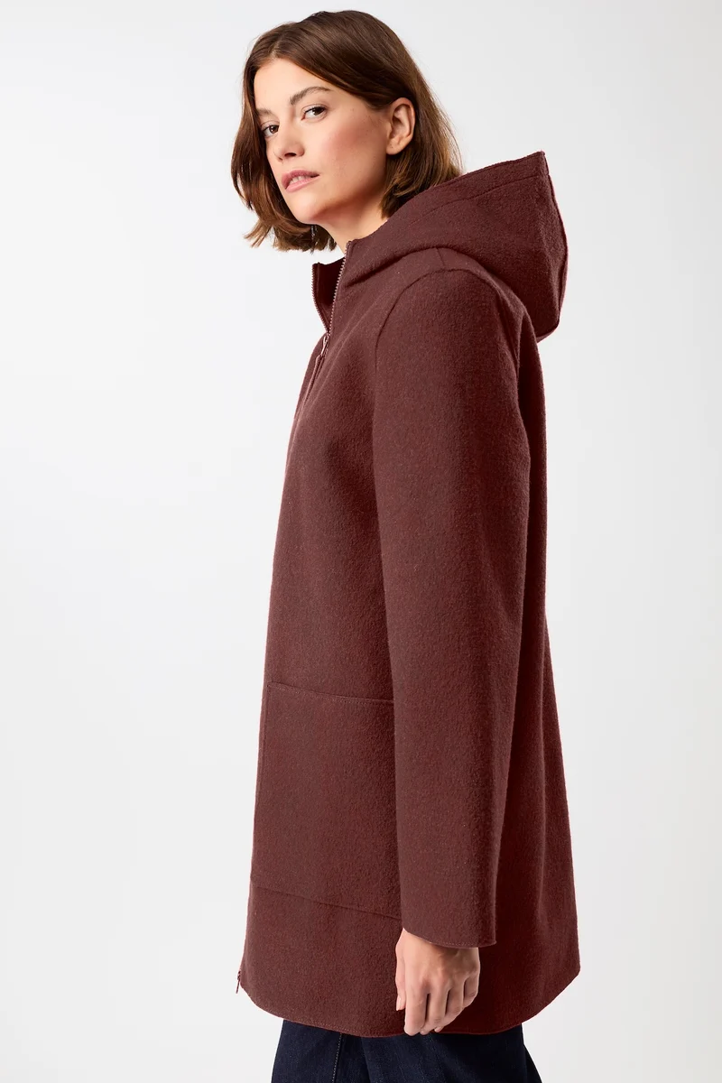 Kapuzenjacke aus Walk mit Membran (Burgundy)