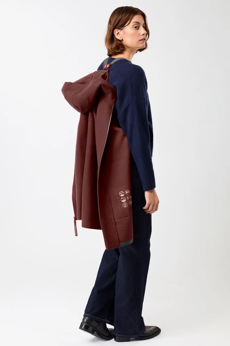 Kapuzenjacke aus Walk mit Membran (Burgundy)
