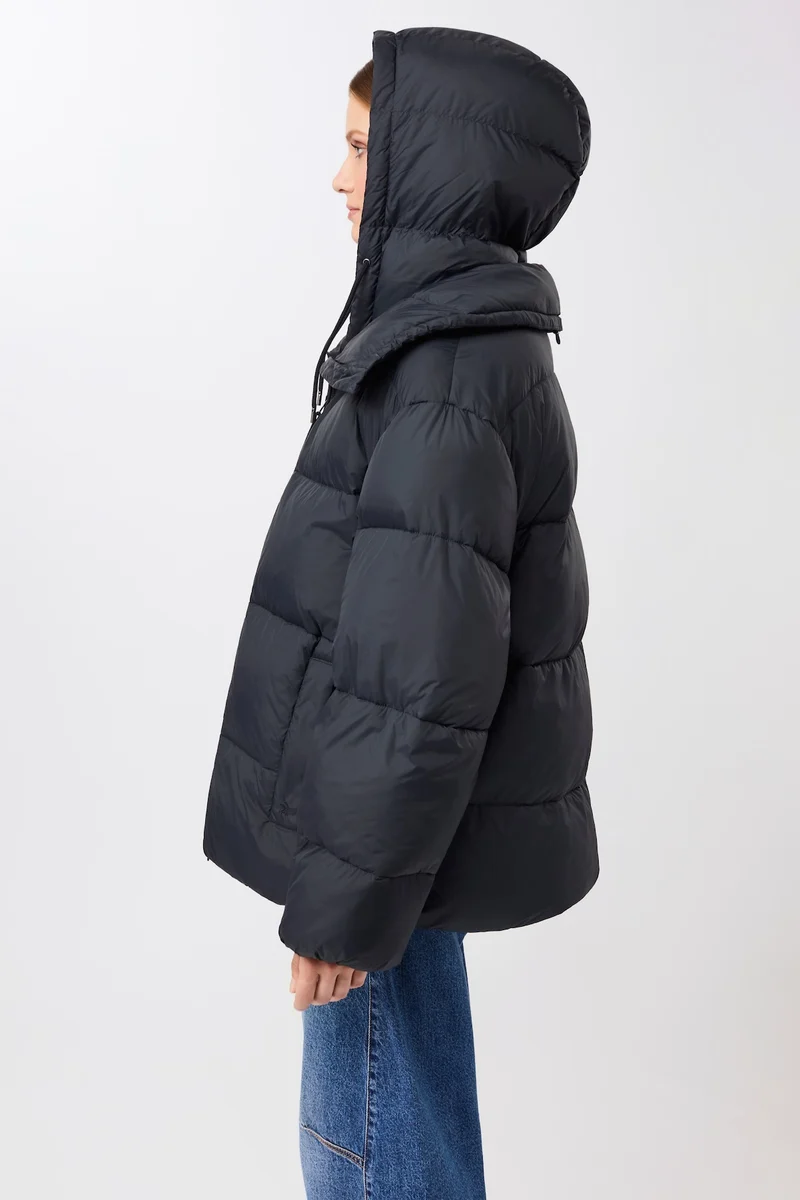 Steppjacke mit Kragen und abnehmbarer Kapuze (Midnight)