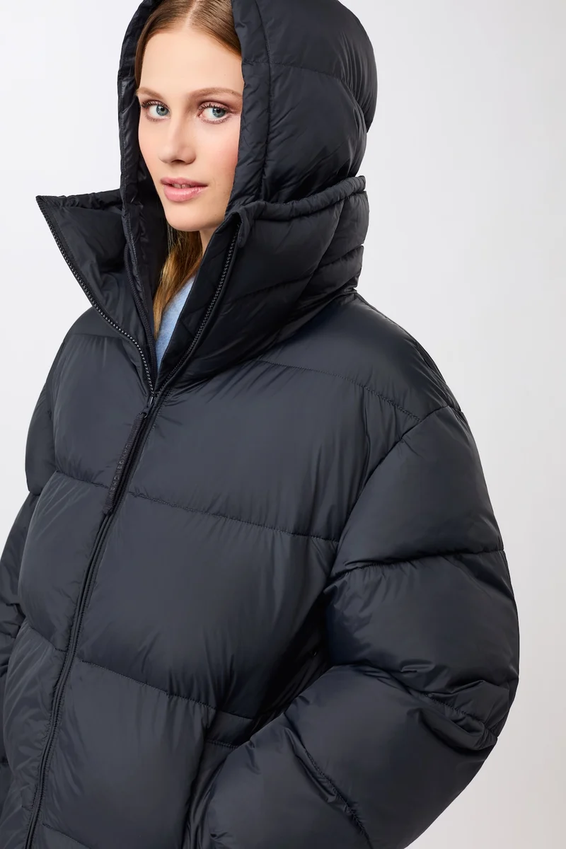 Steppjacke mit Kragen und abnehmbarer Kapuze (Midnight)