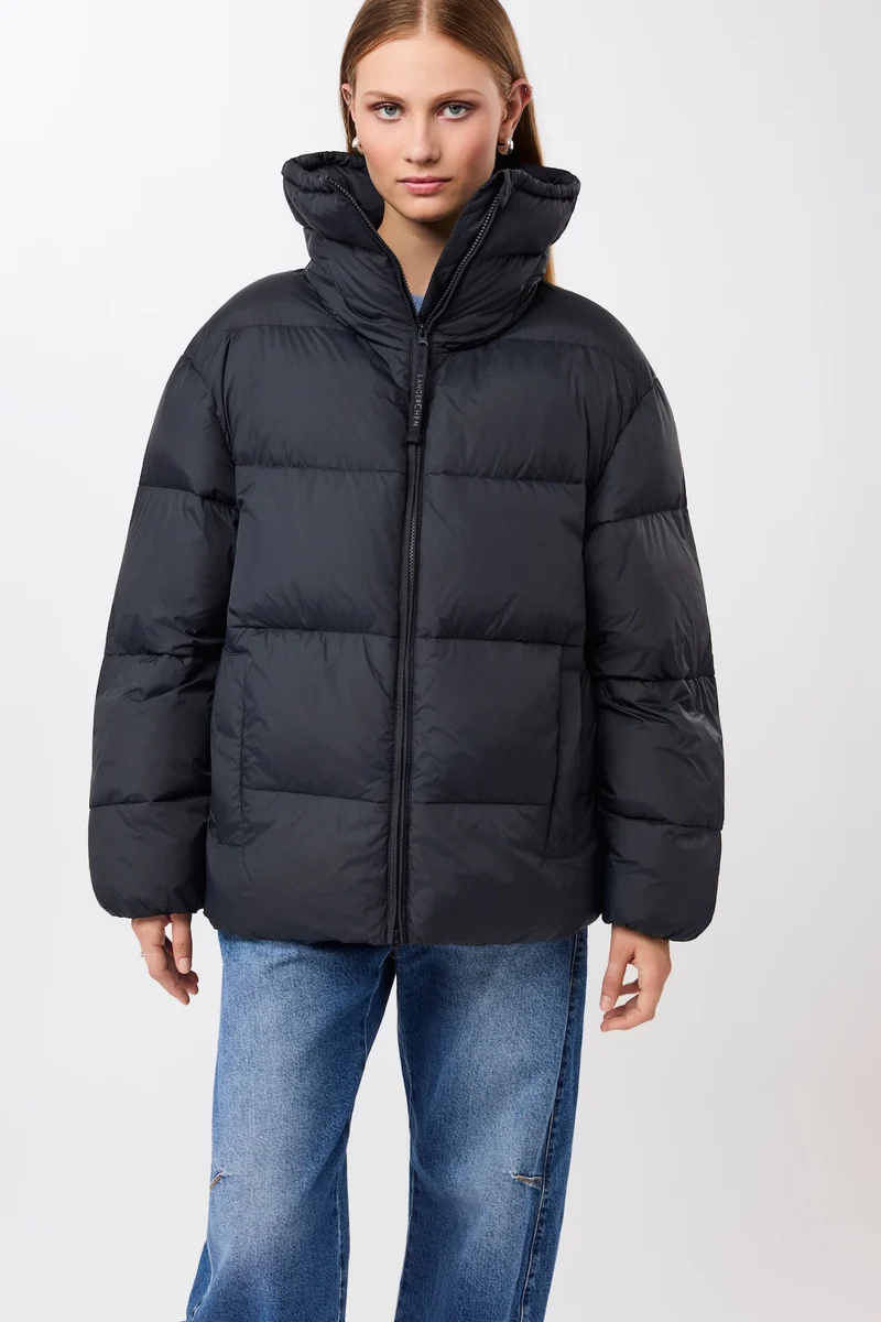 Steppjacke mit Kragen und abnehmbarer Kapuze (Midnight)