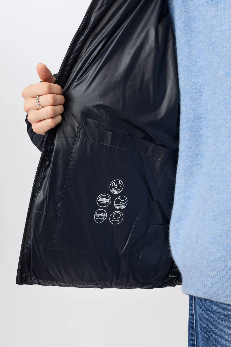 Steppjacke mit Kragen und abnehmbarer Kapuze (Midnight)