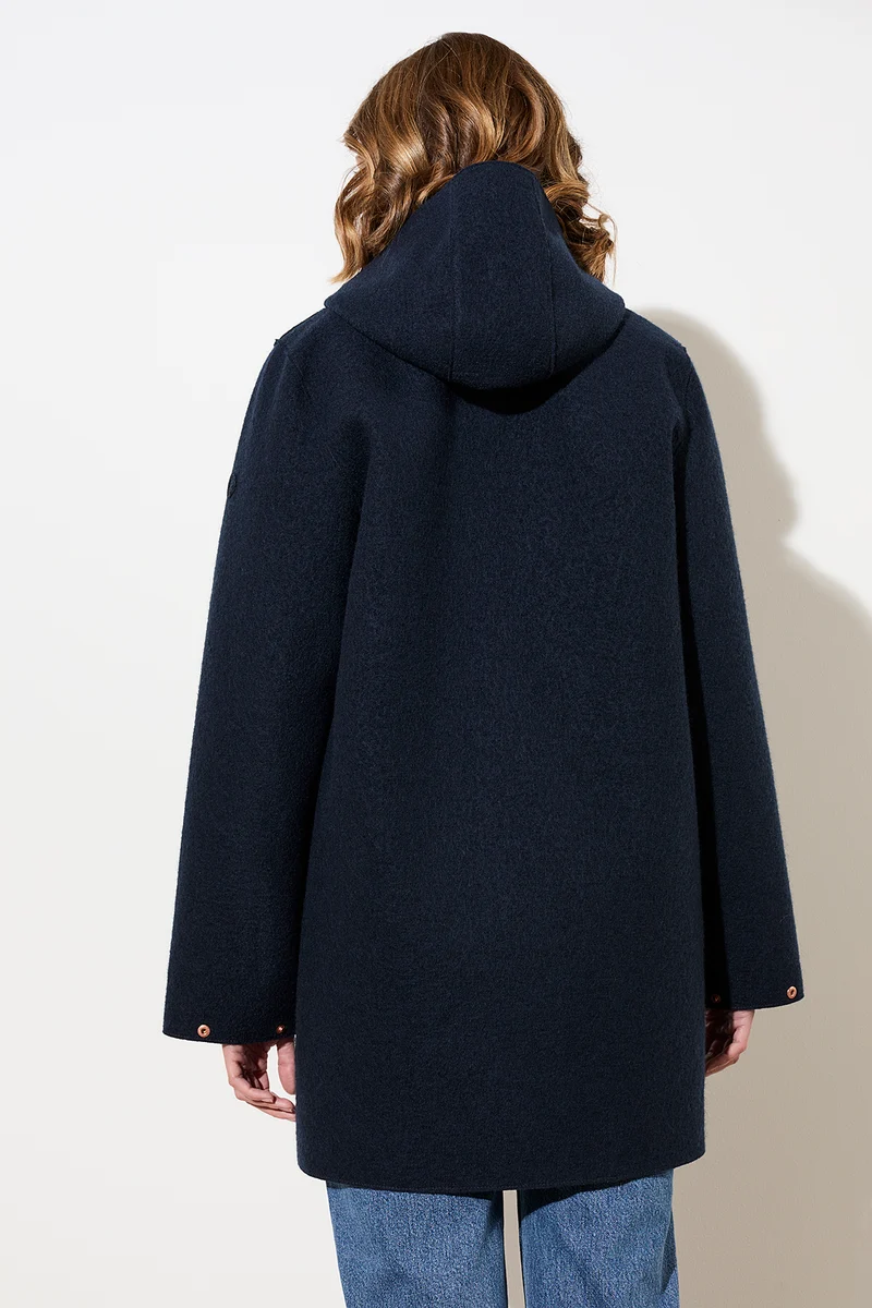 Kapuzenjacke aus Walk mit Membran (Navy)