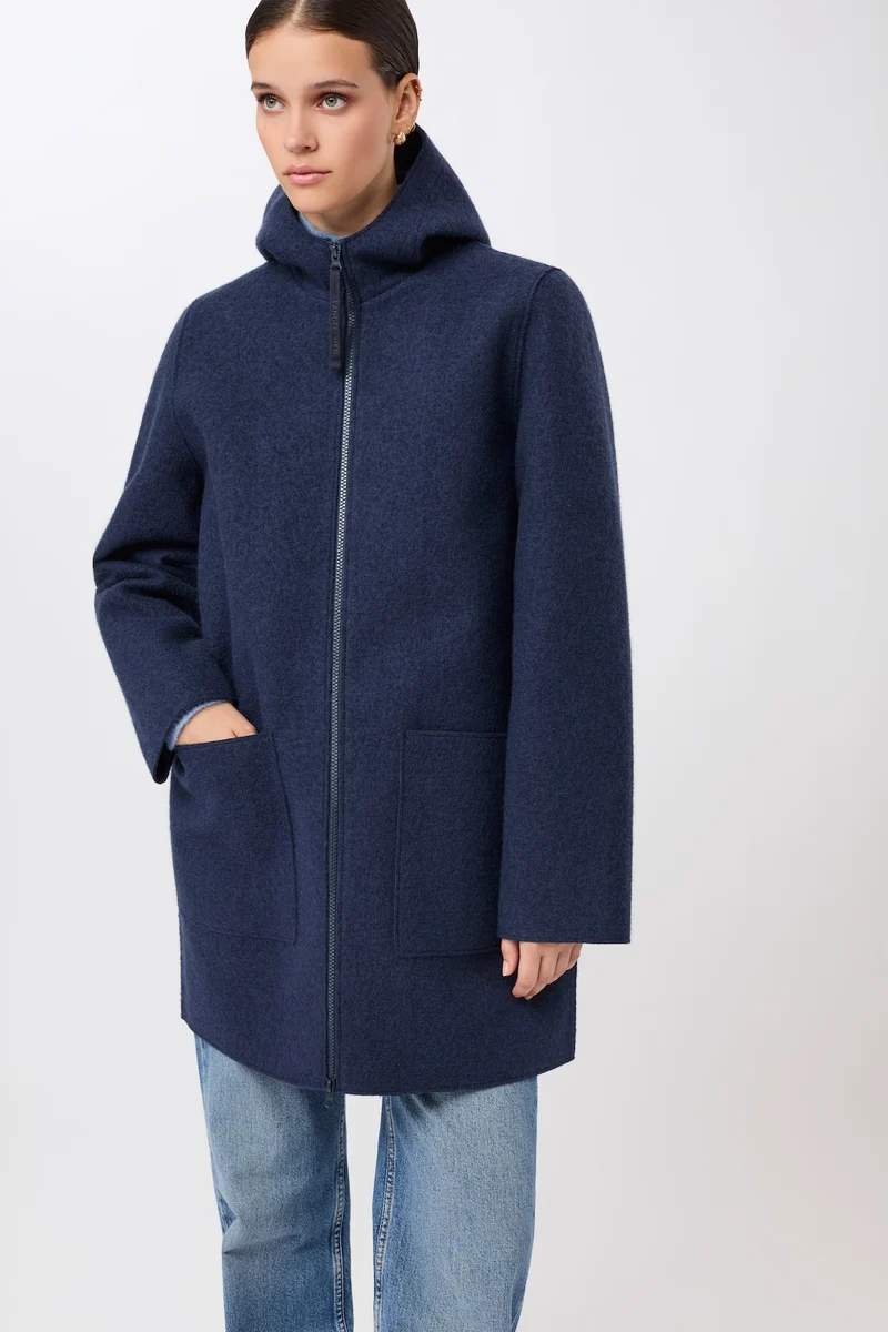 Kapuzenjacke aus Walk mit Membran (Steel Blue)