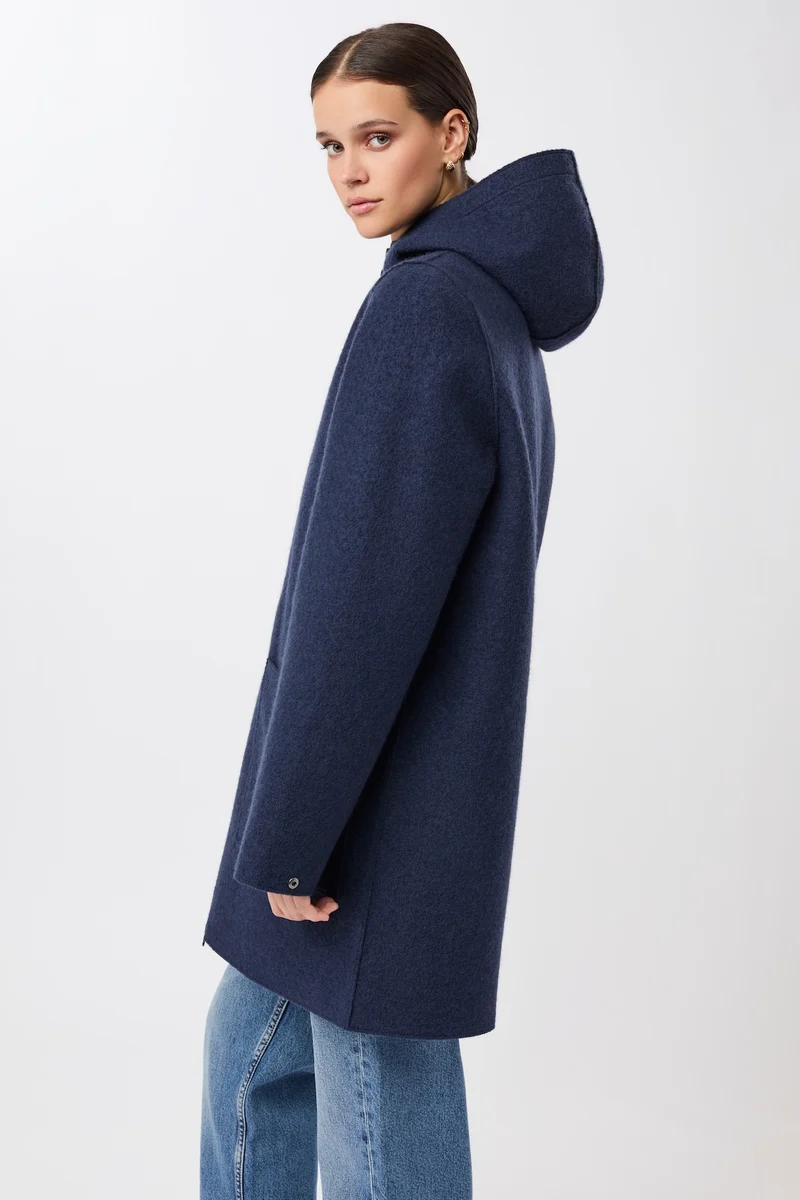 Kapuzenjacke aus Walk mit Membran (Steel Blue)