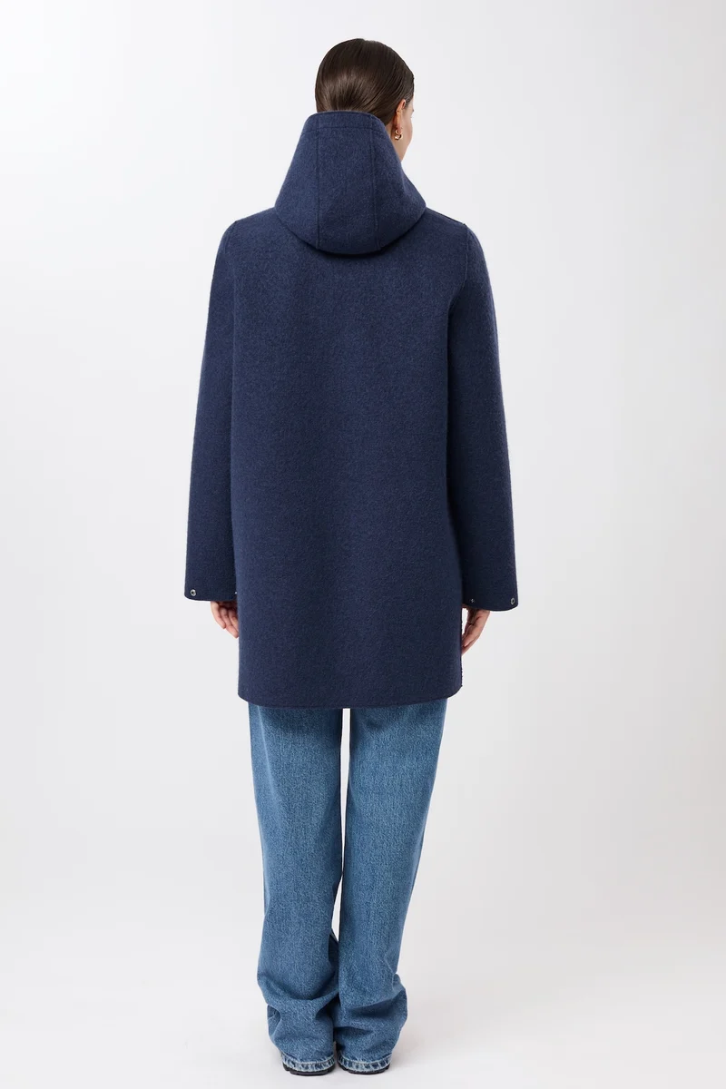 Kapuzenjacke aus Walk mit Membran (Steel Blue)