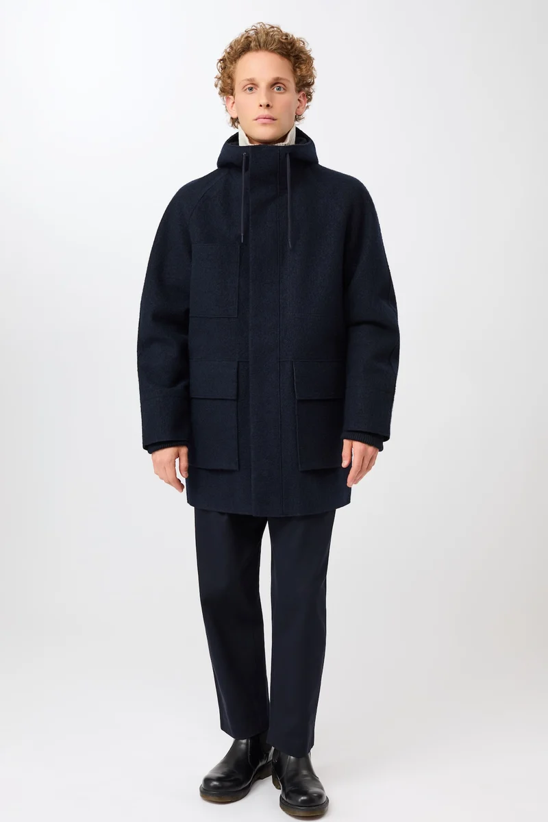 Parka aus Techno Felt mit großen Taschen (Navy)