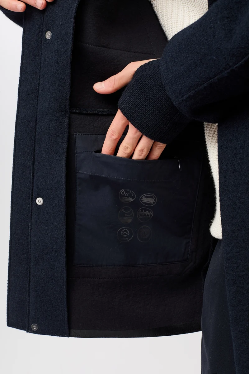 Parka aus Techno Felt mit großen Taschen (Navy)