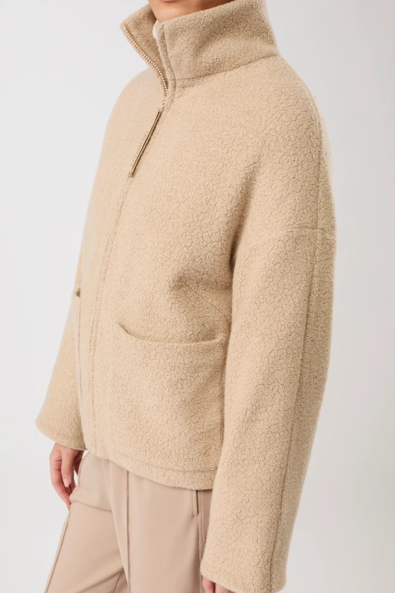 Jacke mit Stehkragen aus Woll-Fleece (Limestone)