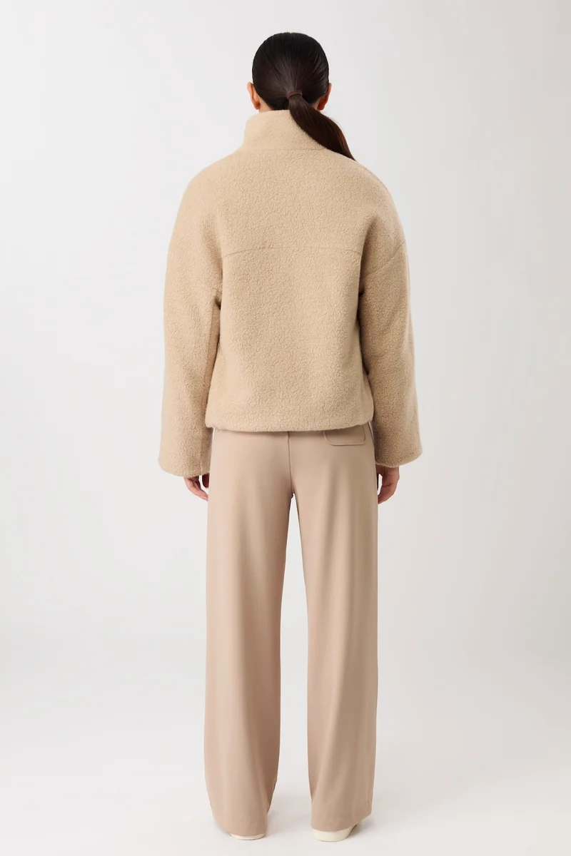 Jacke mit Stehkragen aus Woll-Fleece (Limestone)