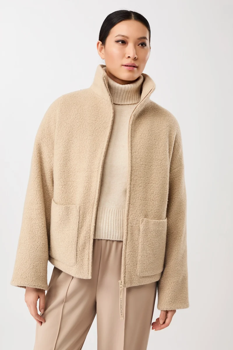 Jacke mit Stehkragen aus Woll-Fleece (Limestone)