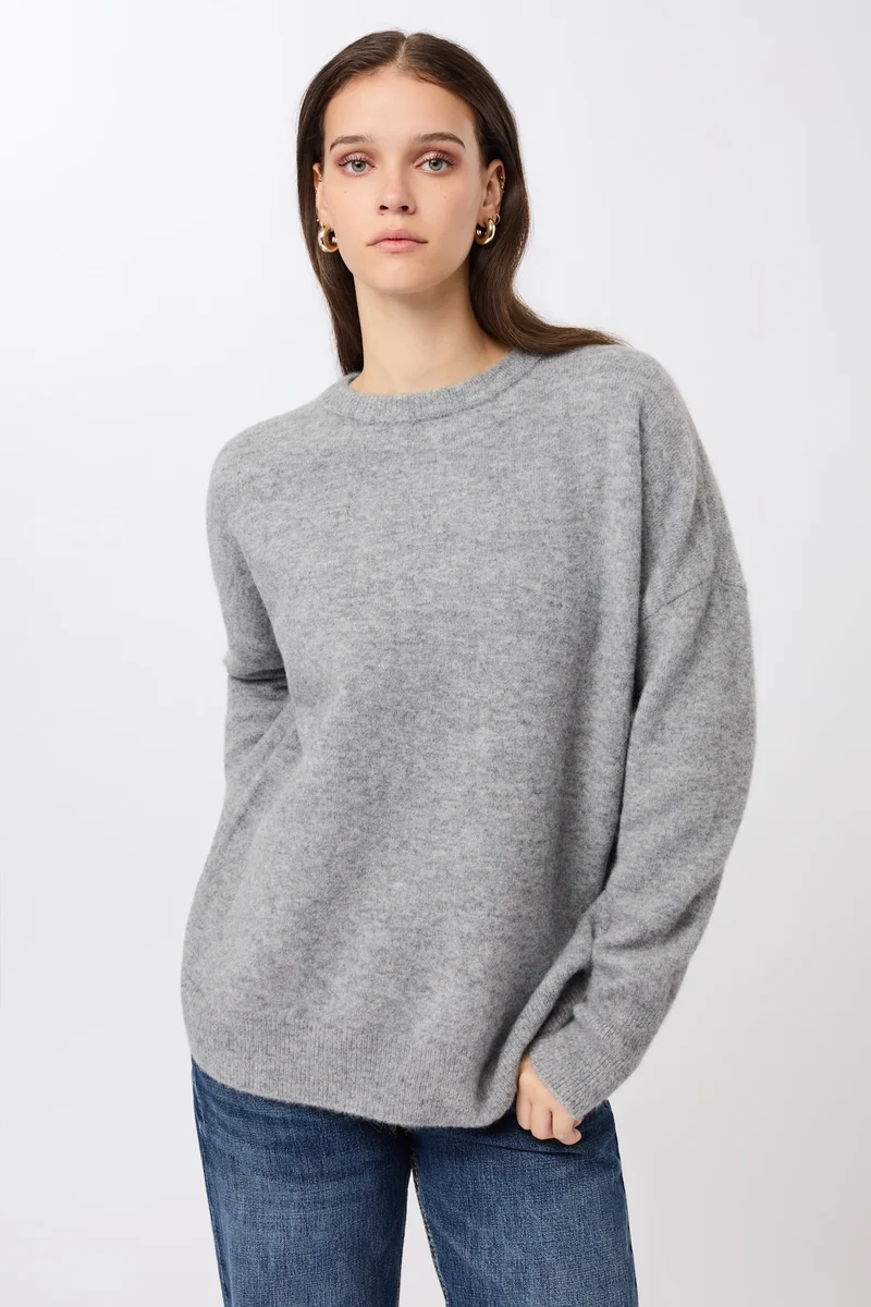 Oversized-Pullover aus Alpaka (Grey Melange)