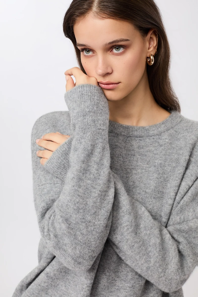 Oversized-Pullover aus Alpaka (Grey Melange)