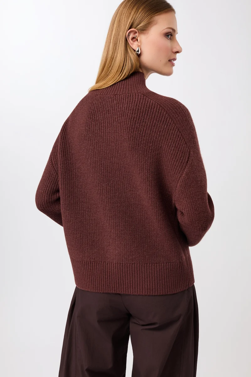 Premium Strickpullover aus reiner Bio-Wolle (Burgundy)