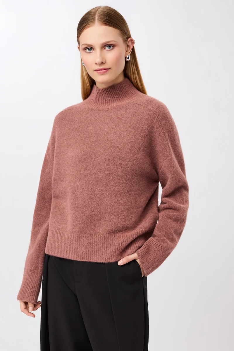 Strickpullover mit Stehkragen (Mauve)