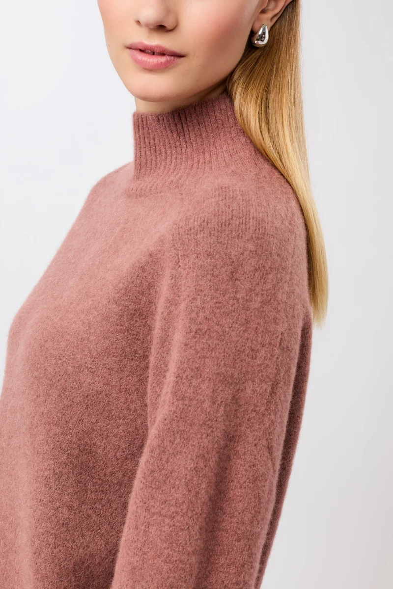 Strickpullover mit Stehkragen (Mauve)