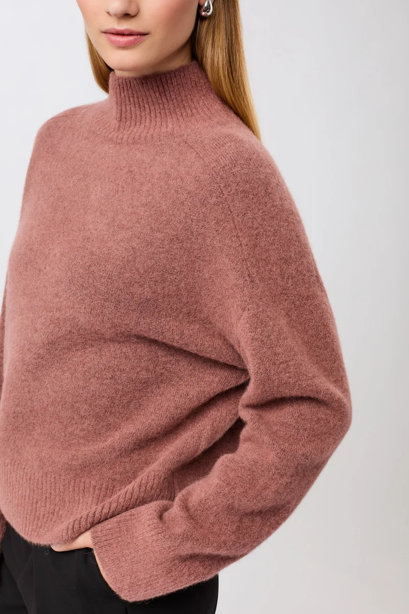Strickpullover mit Stehkragen (Mauve)