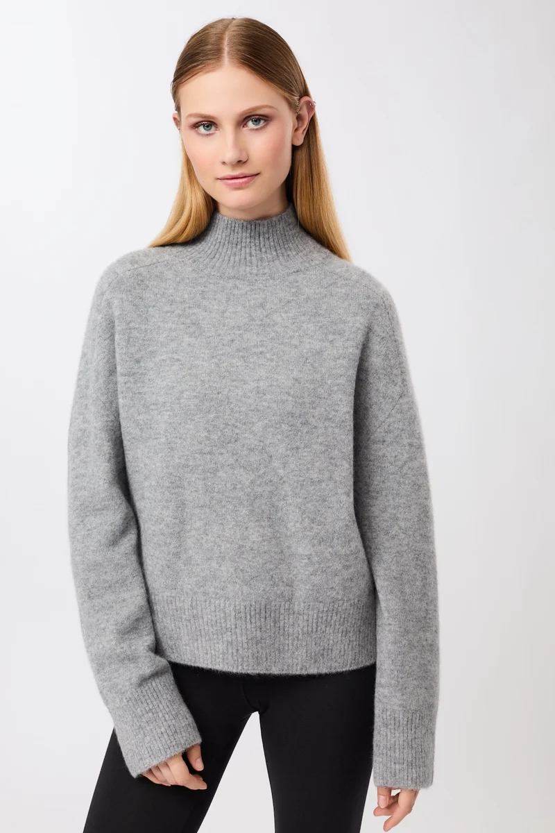 Strickpullover mit Stehkragen (Grey Melange)