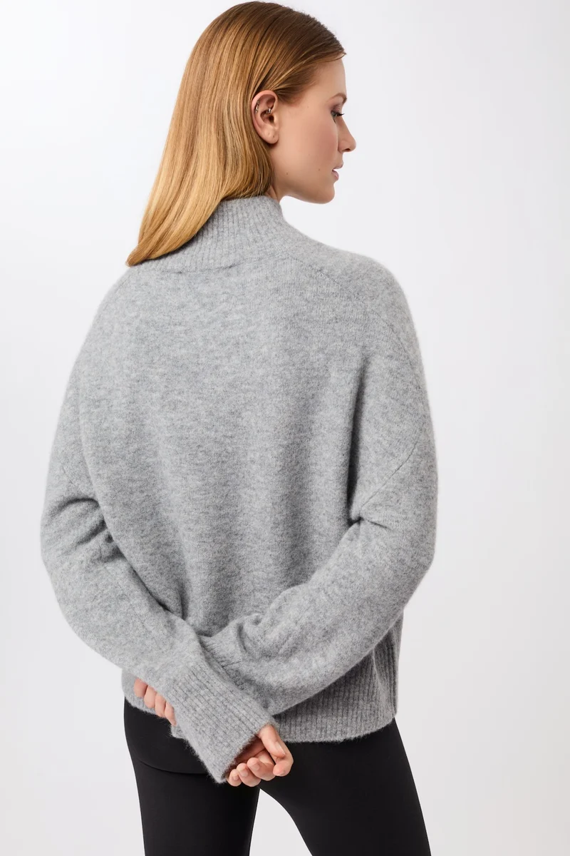 Strickpullover mit Stehkragen (Grey Melange)