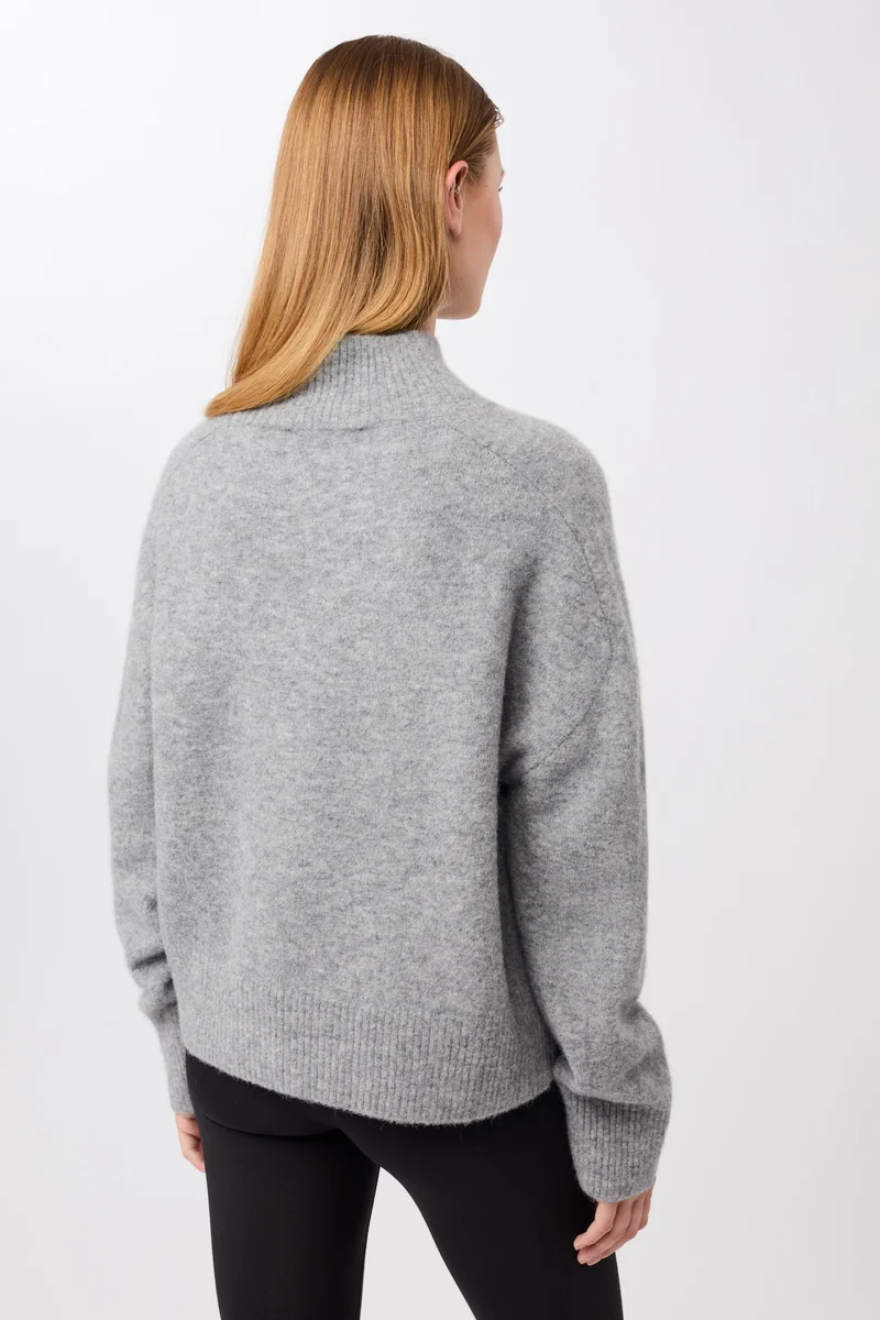 Strickpullover mit Stehkragen (Grey Melange)