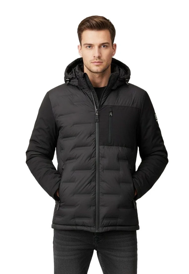 LPO Herren Steppjacke im Materialmix mit abnehmbarer Kapuze Justin
