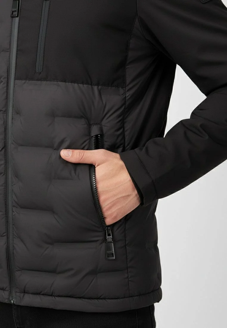 LPO Herren Steppjacke im Materialmix mit abnehmbarer Kapuze Justin