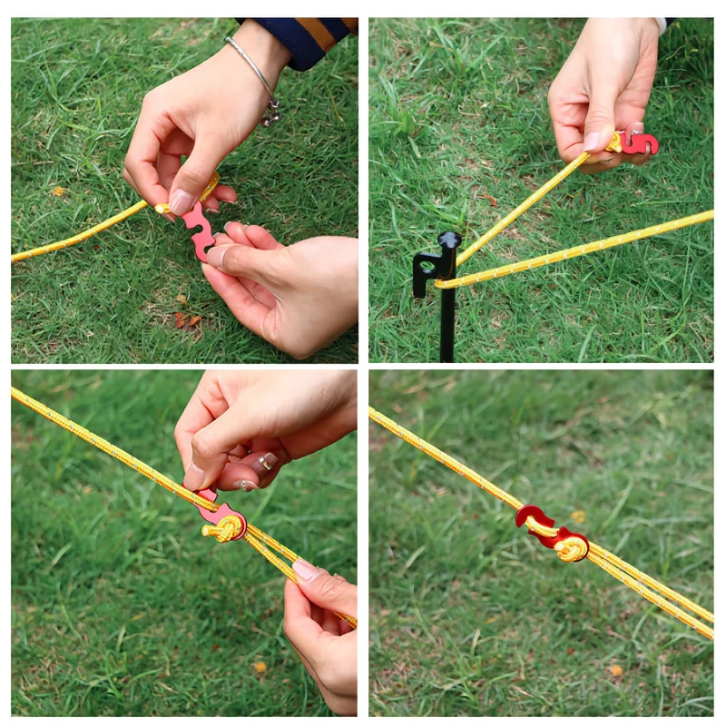 S-shaped Guyline Adjuster For Camping - 10 Pcs