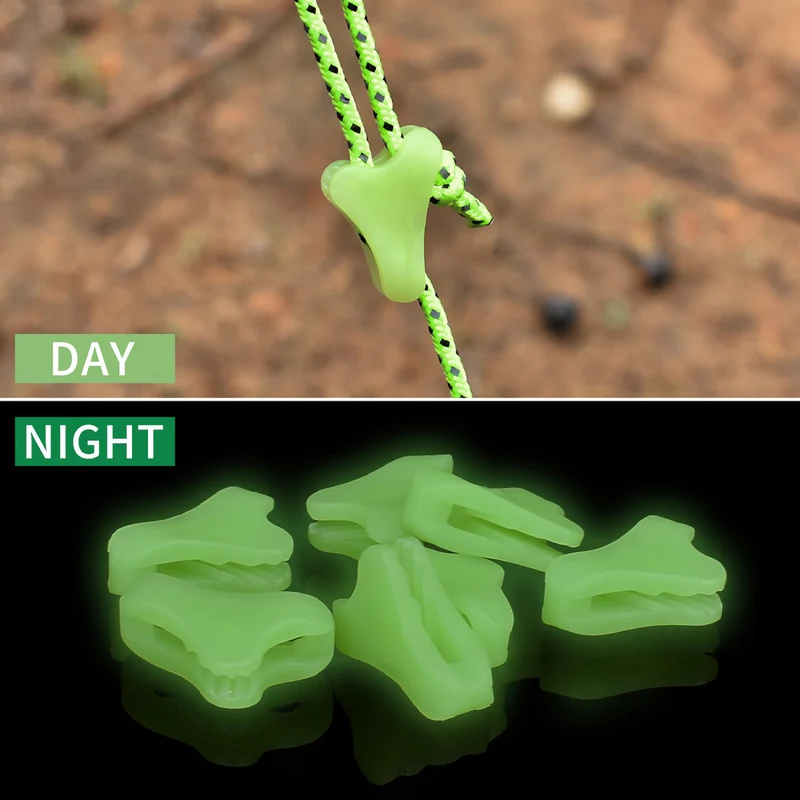 Fluorescent Guyline Adjuster for Outdoor Camping and Hiking - 10 Pcs