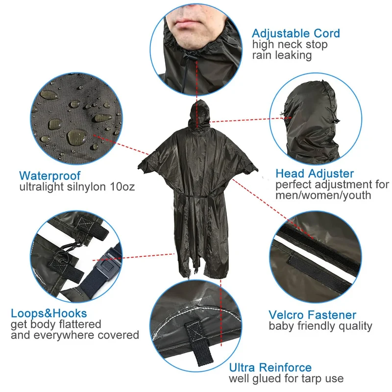Extended-Length Ultralight Rain Poncho