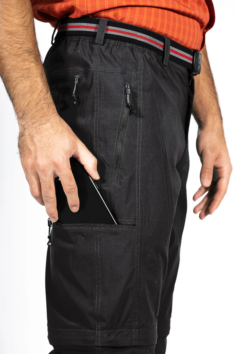 MauL Sport Herren Wanderhose elastisch T-Zipp-off Quebec (2024) black (Kurzgröße)